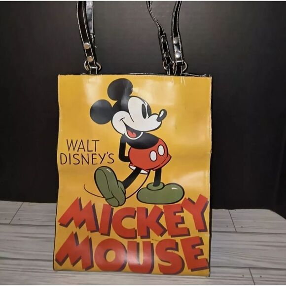 Walt Disney’s Vintage Mickey Mouse Vinyl Tote Handbag With Magnetic Snap Close - Picture 3 of 13